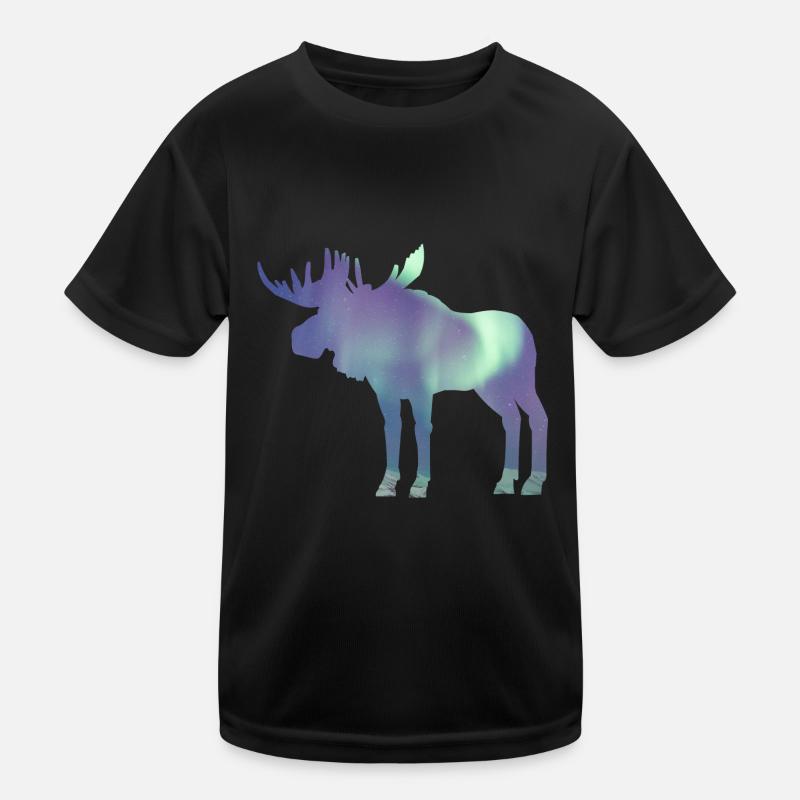 Elch Polarlicht Kinder Funktions-T-Shirt