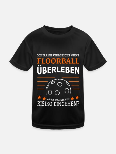 Ohne Floorball überleben - Kinder Funktions-T-Shirt - Schwarz - Vorne