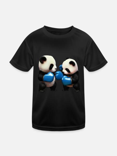 Fighting Panda Bears - Kids Functional T-Shirt - black - Front