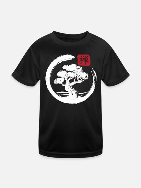 Aesthetic Japanese Bonsai Japan Art Japanese - Kids Functional T-Shirt - black - Front