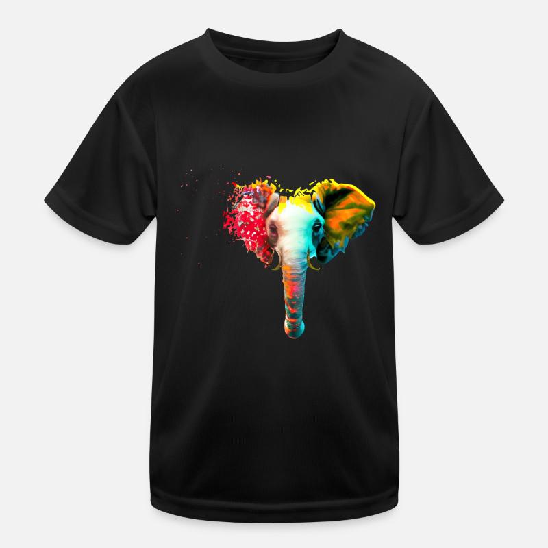 Elefantenkopf mit Farbexplosion Kinder Funktions-T-Shirt