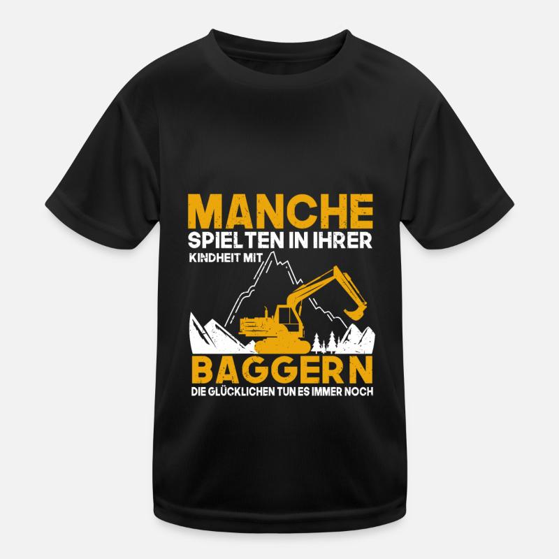 Bagger Kindheit Baggerfahrer Kinder Funktions-T-Shirt