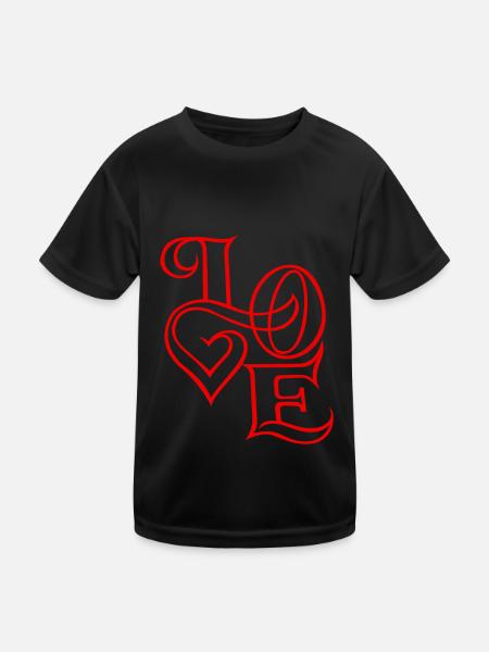 Valentine's Day Heart Love Love Couple Gift - Kids Functional T-Shirt - black - Front