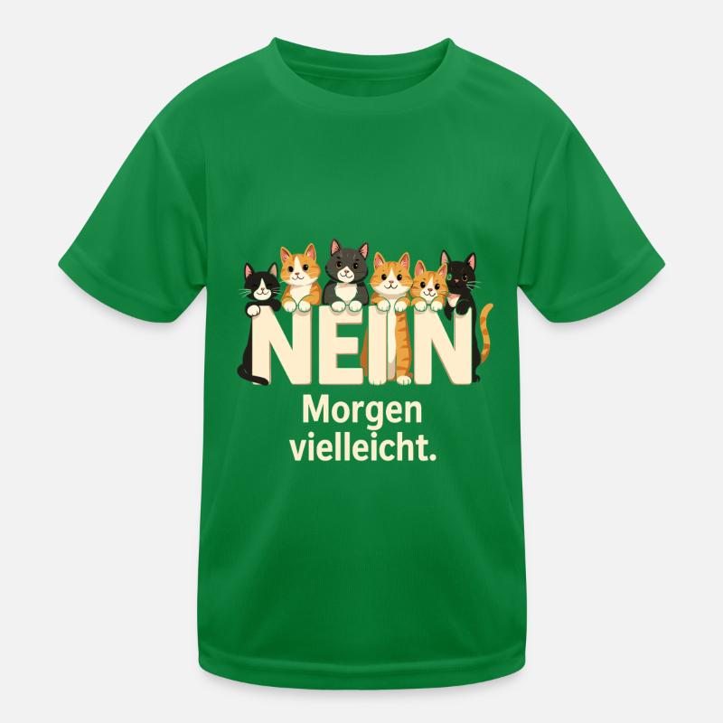 Katze Nein Arbeit Nö Geschenk Spruch Kinder Funktions-T-Shirt