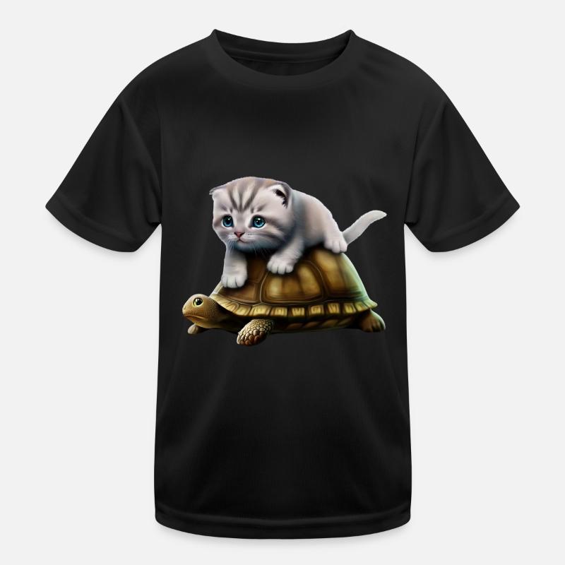 Chat sur tortue T-shirt sport Enfant