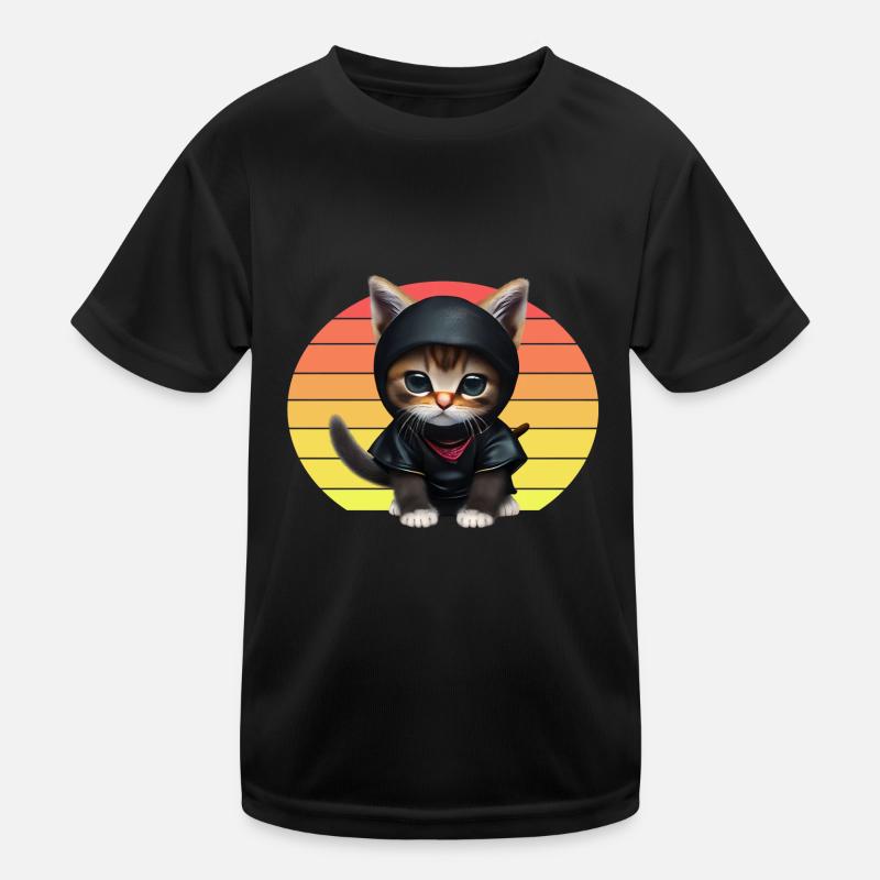 Coucher de soleil de chat ninja T-shirt sport Enfant