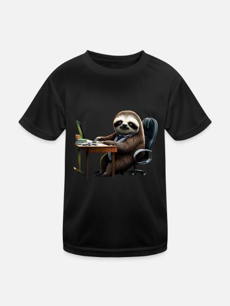 Paresseux de bureau - T-shirt sport Enfant - noir - Devant