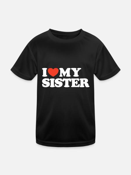 I love my sister Herz Shirt - Kinder Funktions-T-Shirt - Schwarz - Vorne