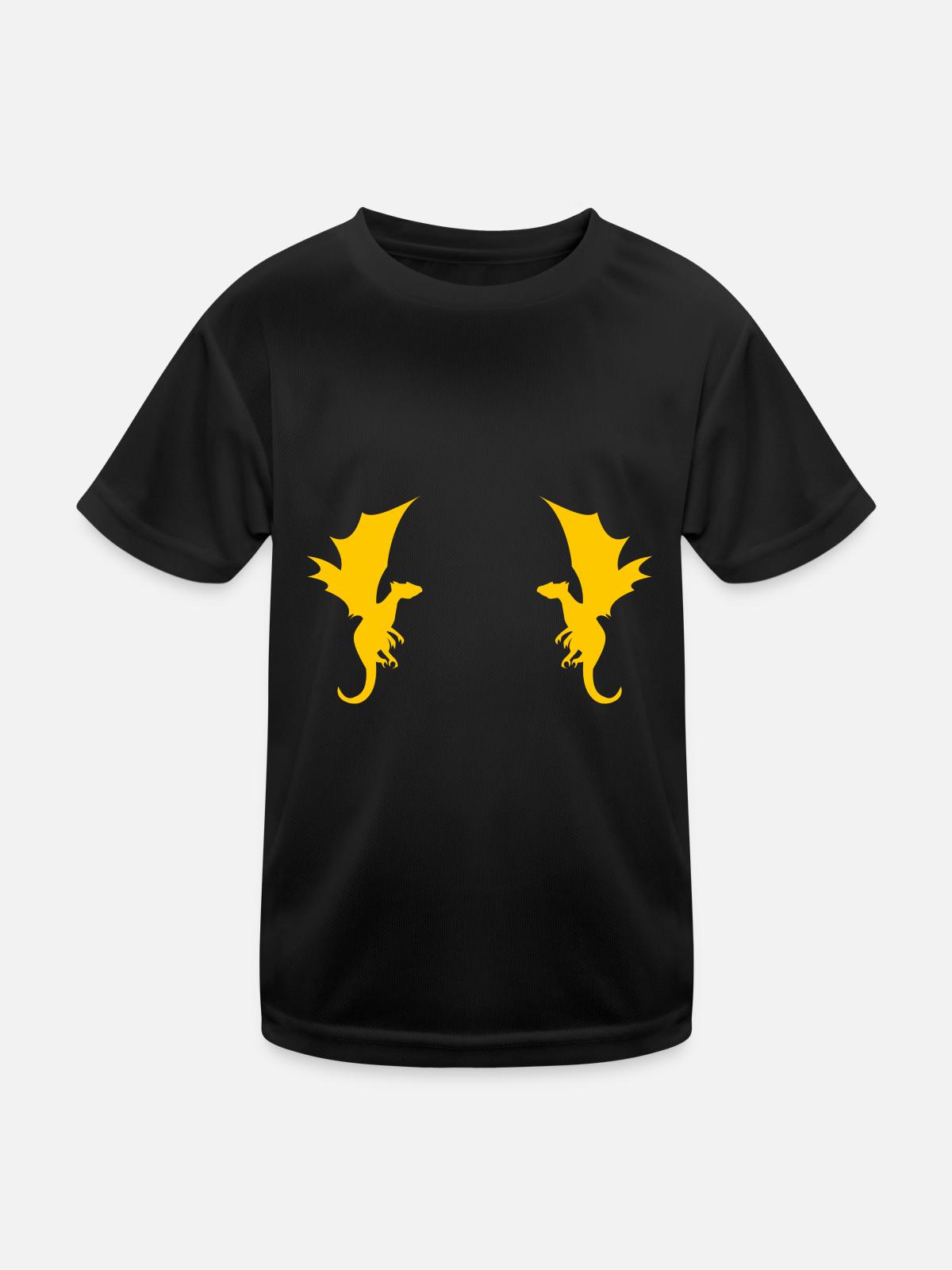 Dragon Dragon Pattern - Kids Functional T-Shirt - black - Front