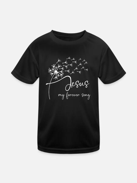 Jesus, my forever song has a chic dandelion - Kids Functional T-Shirt - black - Front