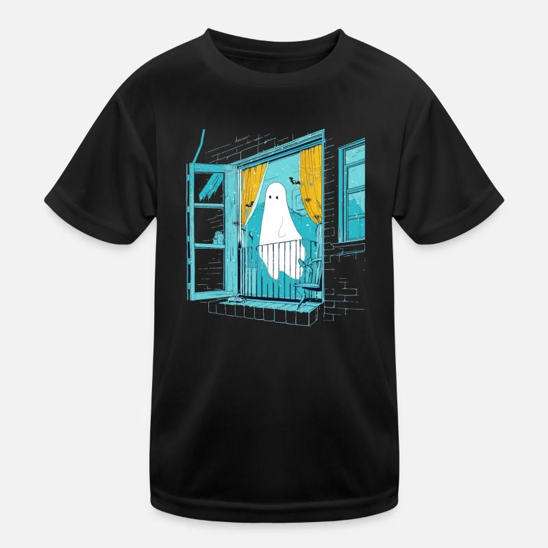 Spooky Ghost in the Window, Boo in the Window Kids Functional T-Shirt