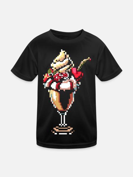 Ice cream sundae pixel graphic - Kids Functional T-Shirt - black - Front