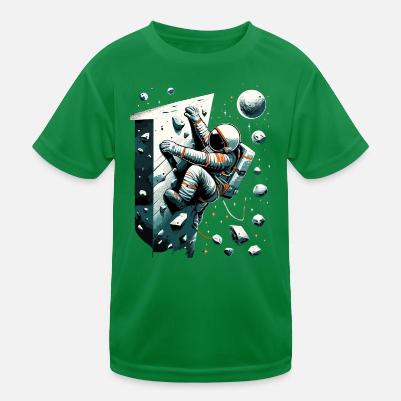 Bouldering Astronaut Spaceman Gift Kids Functional T-Shirt