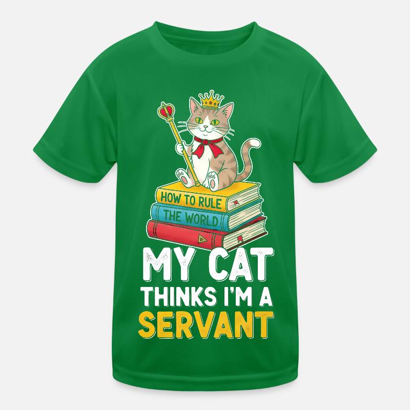 Kitten Crown Ruler Motif Kids Functional T-Shirt