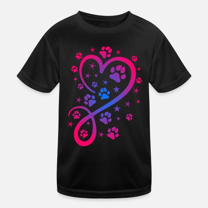 Herz mit Pfötchen und Sternen Kinder Funktions-T-Shirt