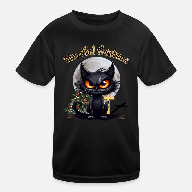 Dreadful Christmas Grumpy Angry Cat Kids Functional T-Shirt