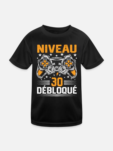 Niveau 30 débloqué / Anniversaire 30 ans gamer - T-shirt sport Enfant - noir - Devant