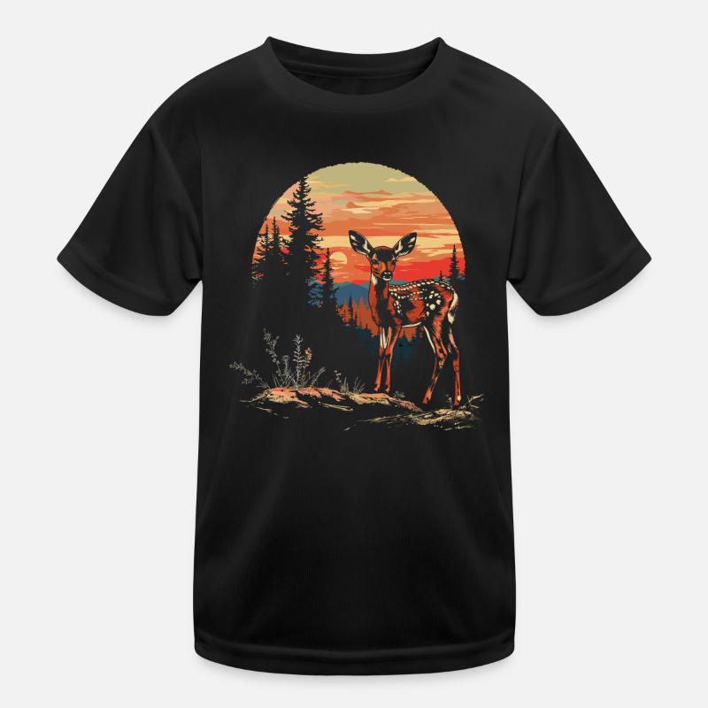 Fawn Deer Forest Deer Nature Sunset Kids Functional T-Shirt