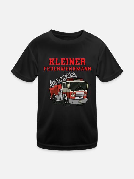 Kinder Kleiner Feuerwehrmann Kostüm - Kinder Funktions-T-Shirt - Schwarz - Vorne