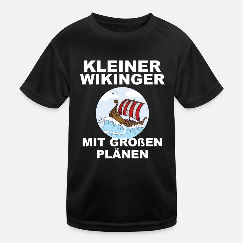 Kleiner Wikinger Wikinger Boot mit Großen Plänen Kinder Funktions-T-Shirt