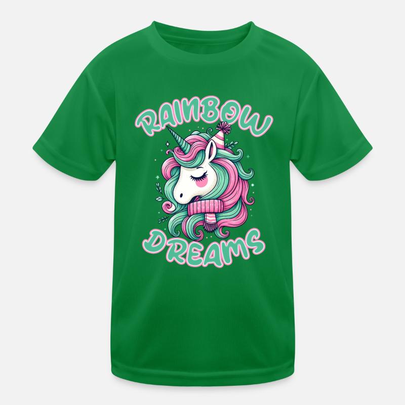 RAINBOW DREAMS, EIN SCHLAFENDES EINHORN TRÄUMT Kinder Funktions-T-Shirt