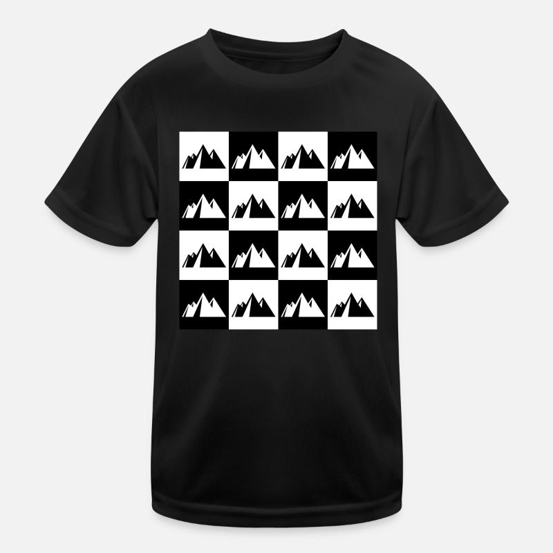 Mountain checkerboard for hiking Kids Functional T-Shirt