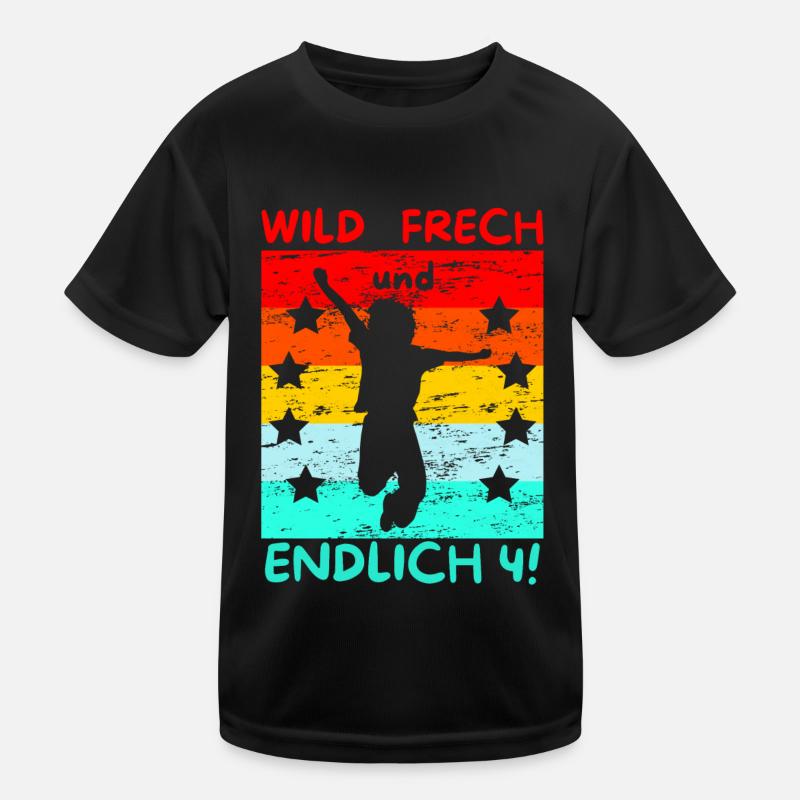 wild, frech und endlich 4 Kinder Funktions-T-Shirt