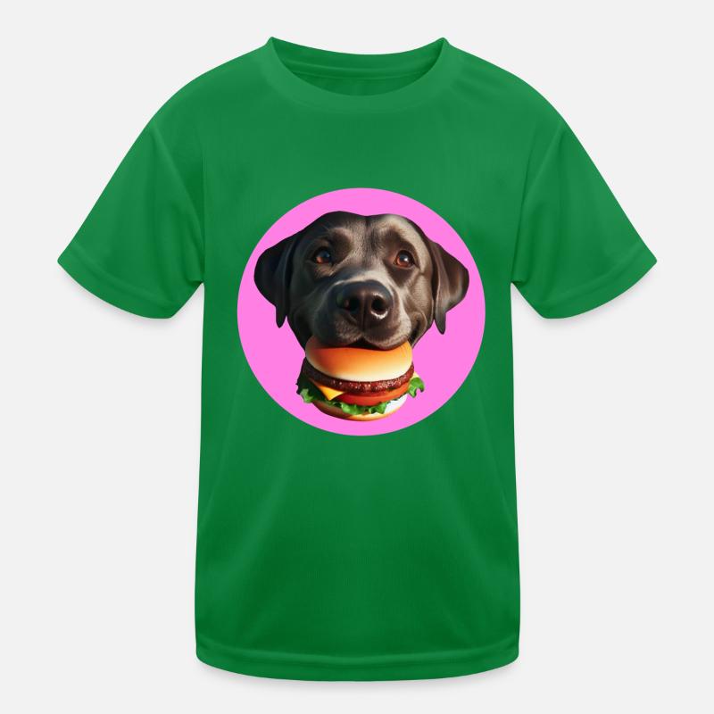 Labrador frisst Hamburger Kinder Funktions-T-Shirt
