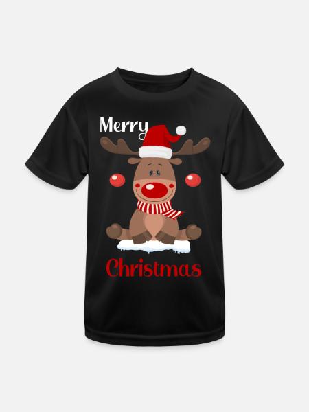 Joyeux Noël Rennes Noël - T-shirt sport Enfant - noir - Devant