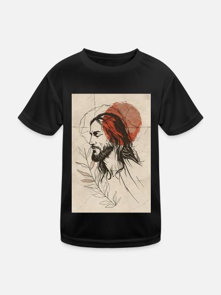 Contemporary Minimalist Jesus - Kids Functional T-Shirt - black - Front