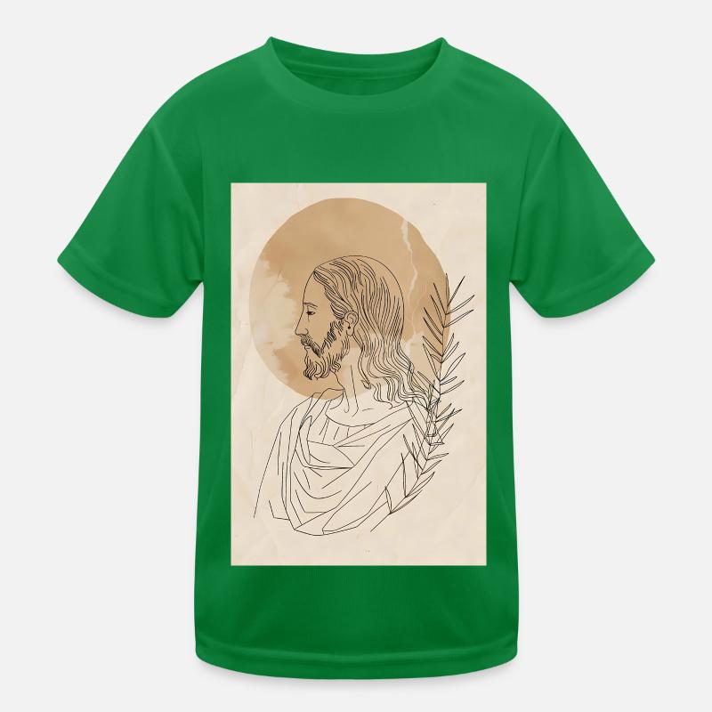 Impression d’art Jésus Lignes Simples, Moderne T-shirt sport Enfant