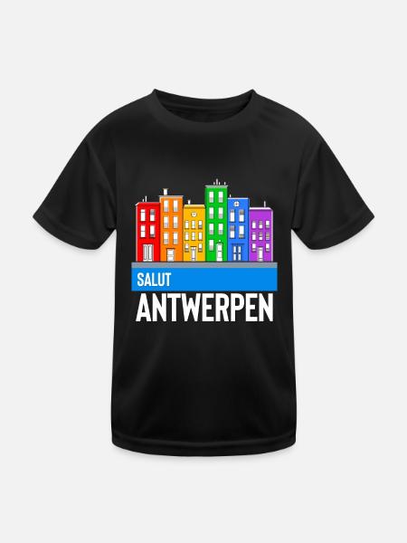 antwerpen - Kinder Funktions-T-Shirt - Schwarz - Vorne