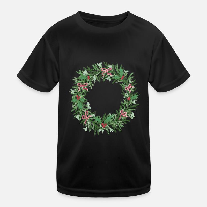 Weihnachtskranz mit roten Schleifen Kinder Funktions-T-Shirt