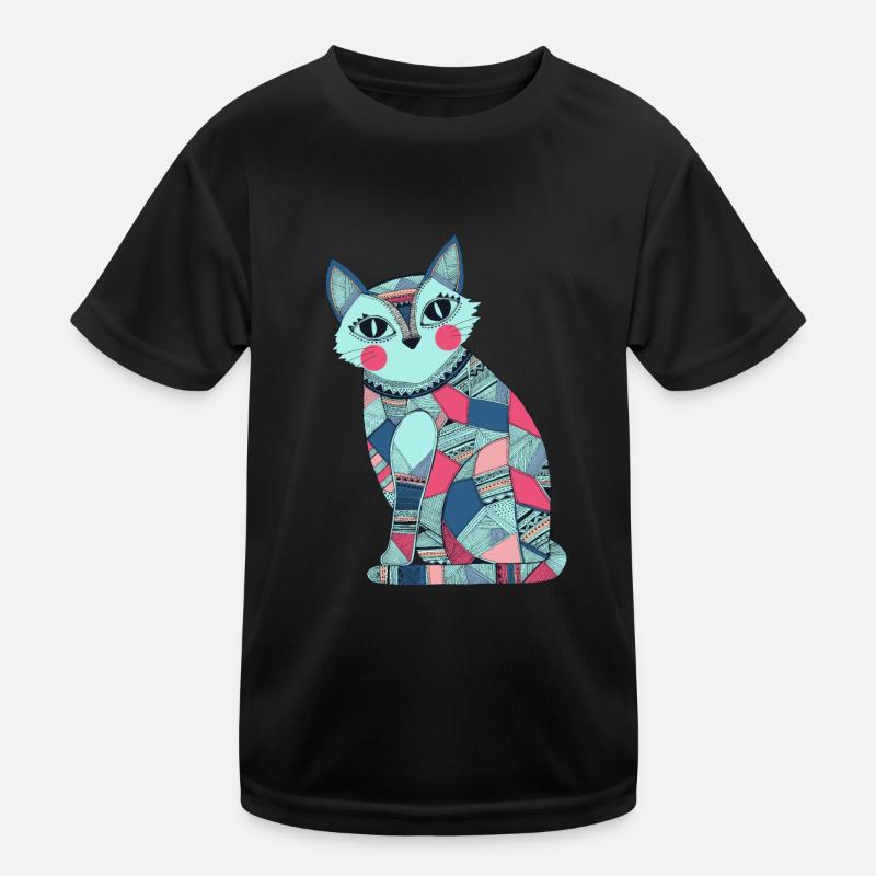 Patchwork Katze Kinder Funktions-T-Shirt