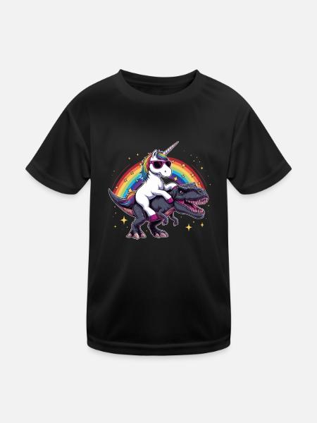 Licorne Dinosaure Cadeau T-Rex Pour Fille Amusant - T-shirt sport Enfant - noir - Devant