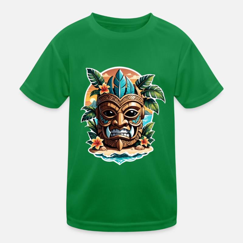Tiki Beach - Polynesia Statue Kids Functional T-Shirt