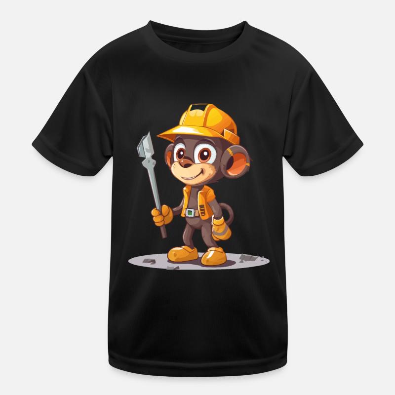 Construction Monkey Kids Functional T-Shirt