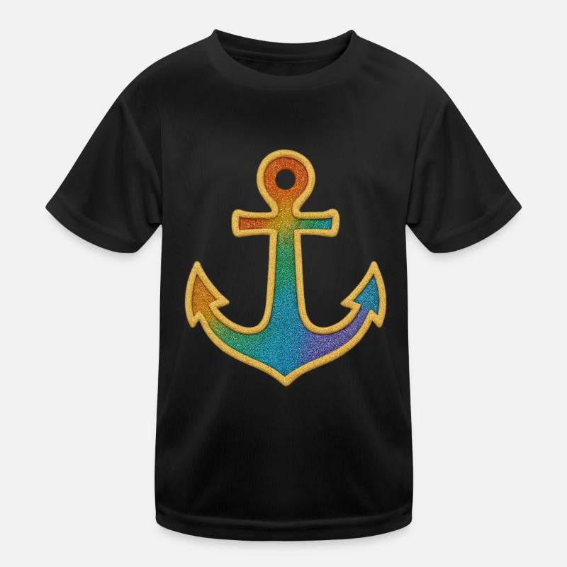 Anchor Sailor in Glitter Gold Sequins Kids Functional T-Shirt
