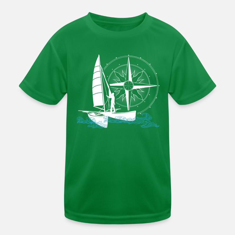 Catamaran Sailing Double Hull Bi-Coque Kids Functional T-Shirt