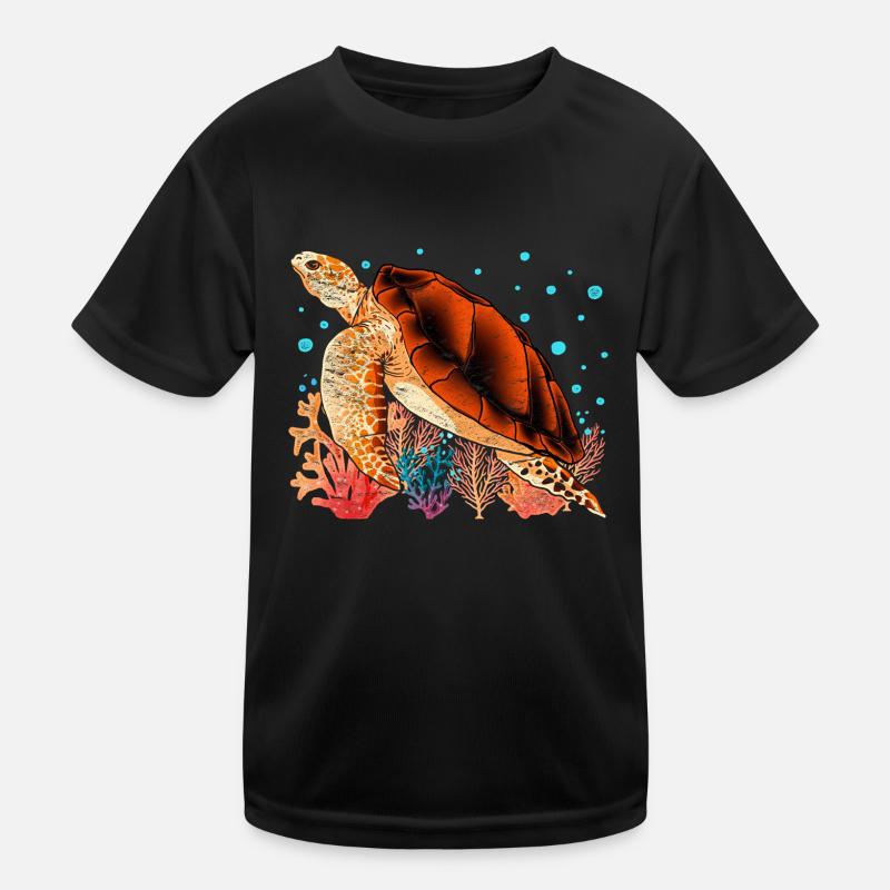 Ozean Tier Geschenk Farbenfrohes Schildkröte Kinder Funktions-T-Shirt