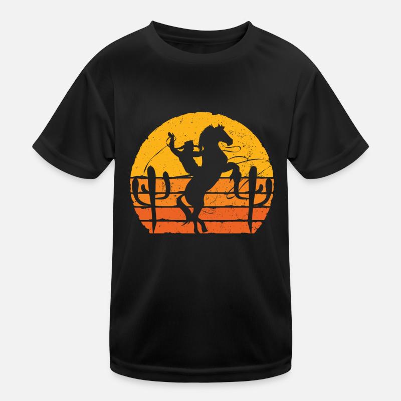 Texas Rodeo cadeau rétro coucher de soleil Cowboy T-shirt sport Enfant