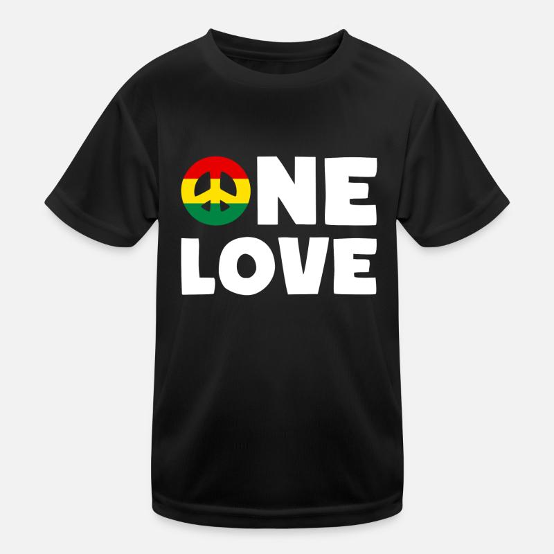ONE LOVE Peace Jamaica Reggae Rastafari Kids Functional T-Shirt