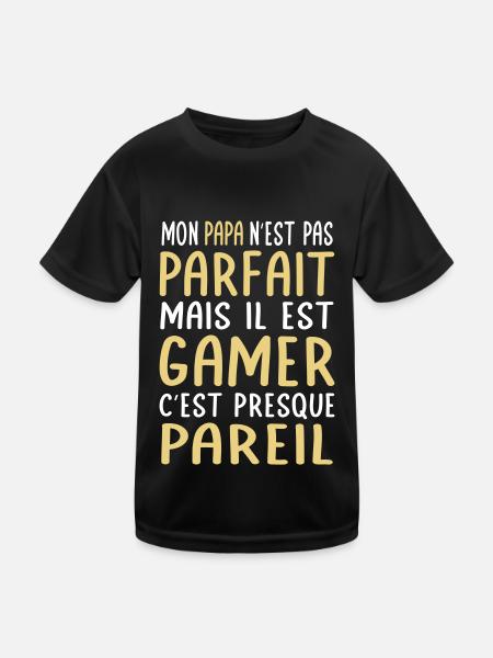 Mon papa n'est pas parfait - Gamer - T-shirt sport Enfant - noir - Devant