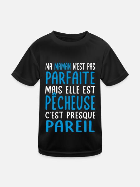 Ma maman n'est pas parfaite - Pêcheuse - T-shirt sport Enfant - noir - Devant