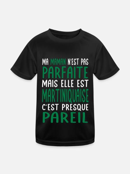 Ma maman n'est pas parfaite - Martiniquaise - T-shirt sport Enfant - noir - Devant