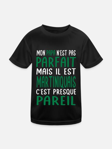 Mon papa n'est pas parfait - Martiniquais - T-shirt sport Enfant - noir - Devant