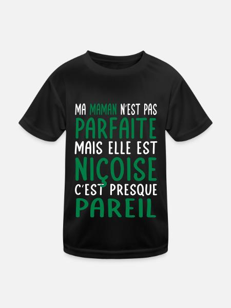 Ma maman n'est pas parfaite - Niçoise - T-shirt sport Enfant - noir - Devant