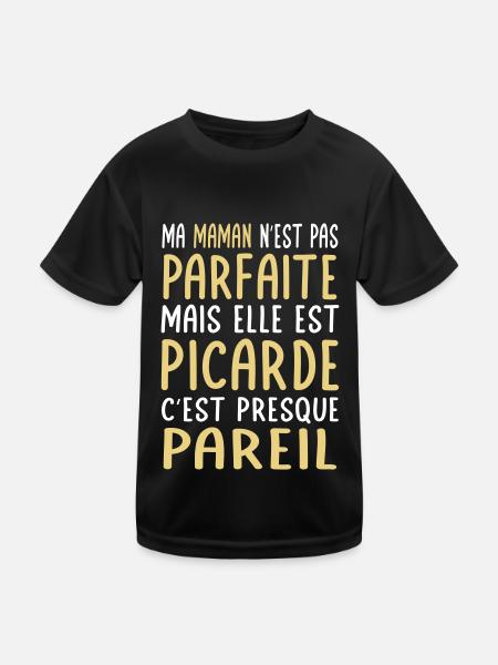 Ma maman n'est pas parfaite - Picarde - T-shirt sport Enfant - noir - Devant