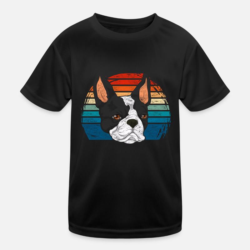 Dog Bostie Gift Retro Boston Terrier Kids Functional T-Shirt