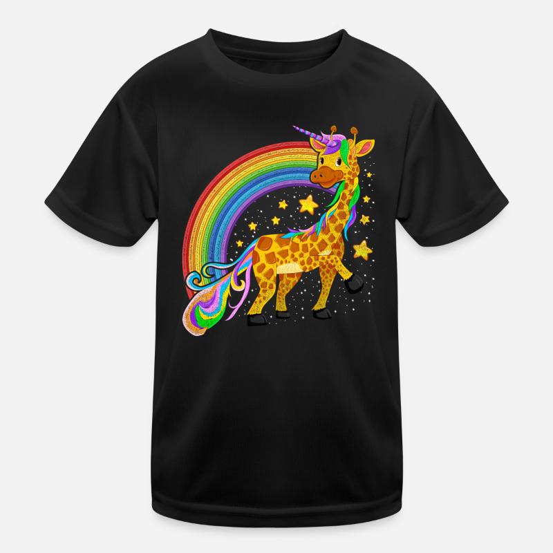 Fantasy Fairy Tale Animal Rainbow Giraffe Unicorn Kids Functional T-Shirt